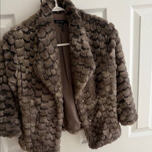 NIC+ZOE Textured Brown Teddy Jacket